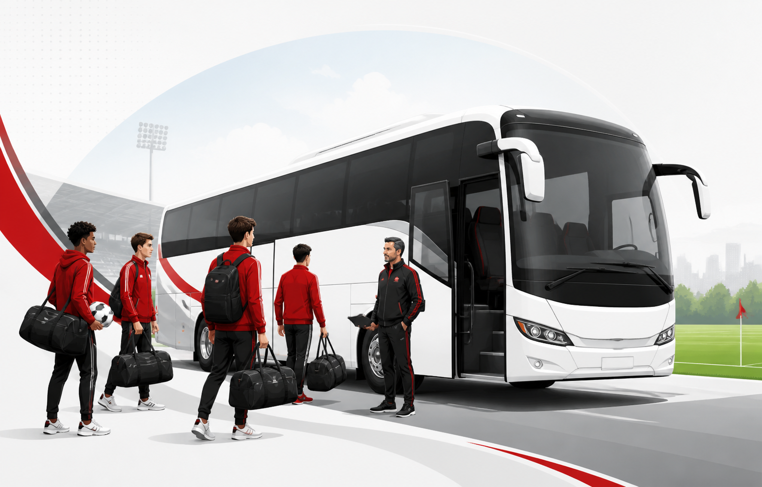 Sportski tim na organizovanom putovanju autobusom