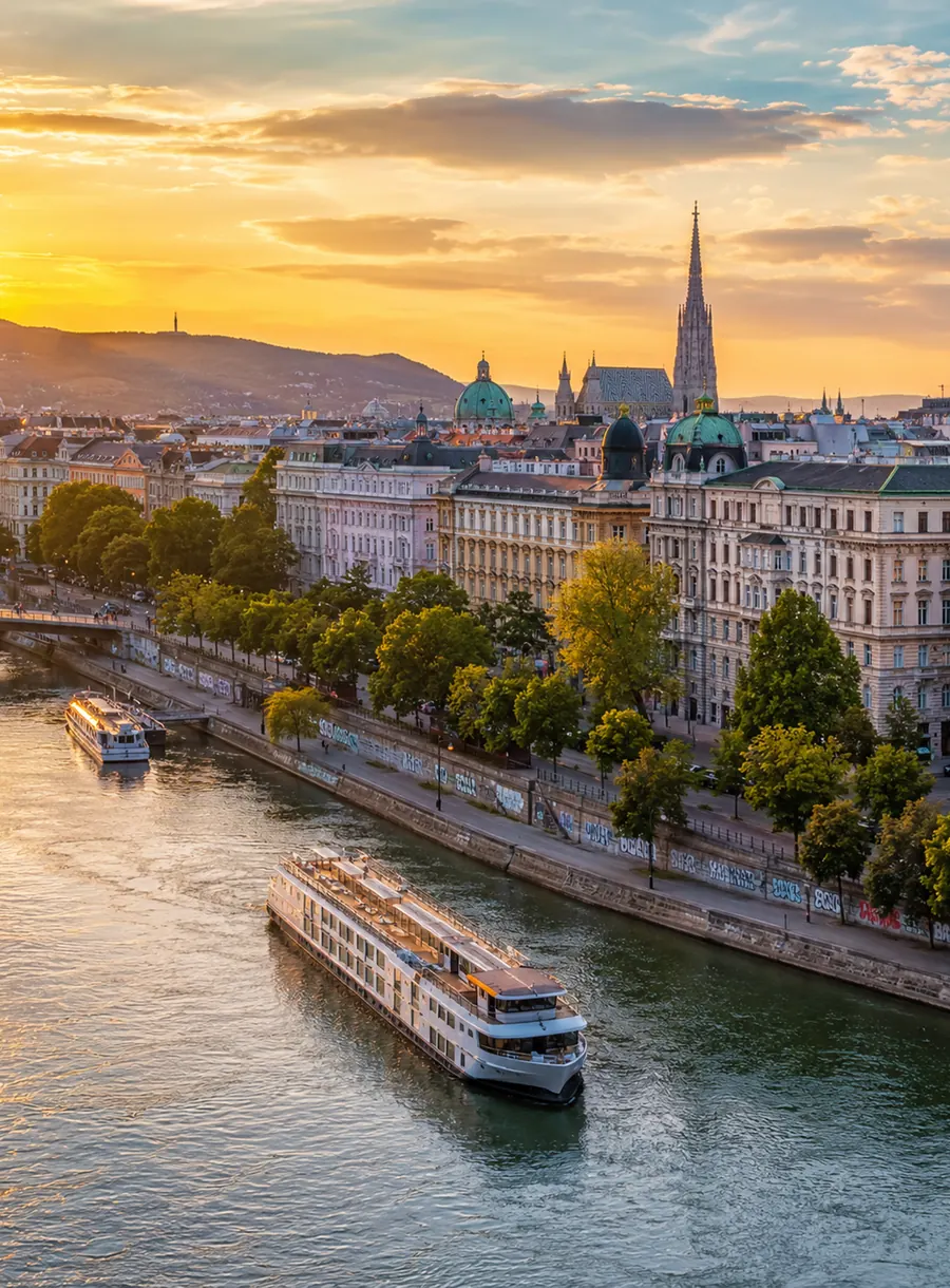 Pogled na Beč uz rijeku i istorijsku arhitekturu